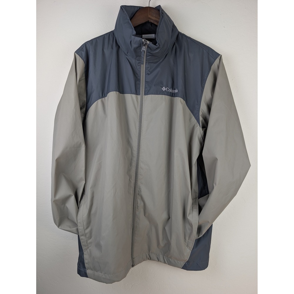 Columbia Mens Packable Windbreaker Jacket Gray Tan Full Zip RM2015 Size L